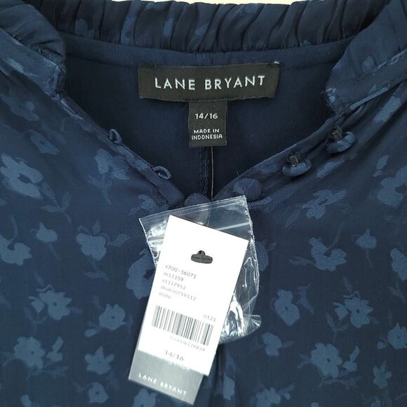 Lane Bryant Navy Floral Lightweight Blouse 14/16 - Picture 10 of 13